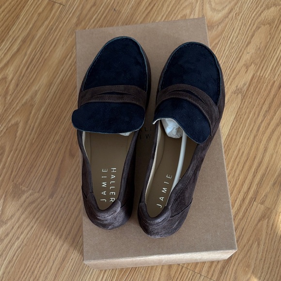 Brand New Jamie Haller Suede Espresso & Navy Penny Loafer (Size 35) - Picture 4 of 4